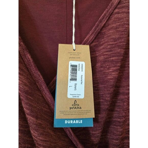 PrAna Women's Nadia Dress Sunwashed Red Space Dyed V-Neck Size L NWT - Picture 6 of 12